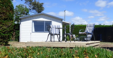 Looking at the holiday studio from the beach